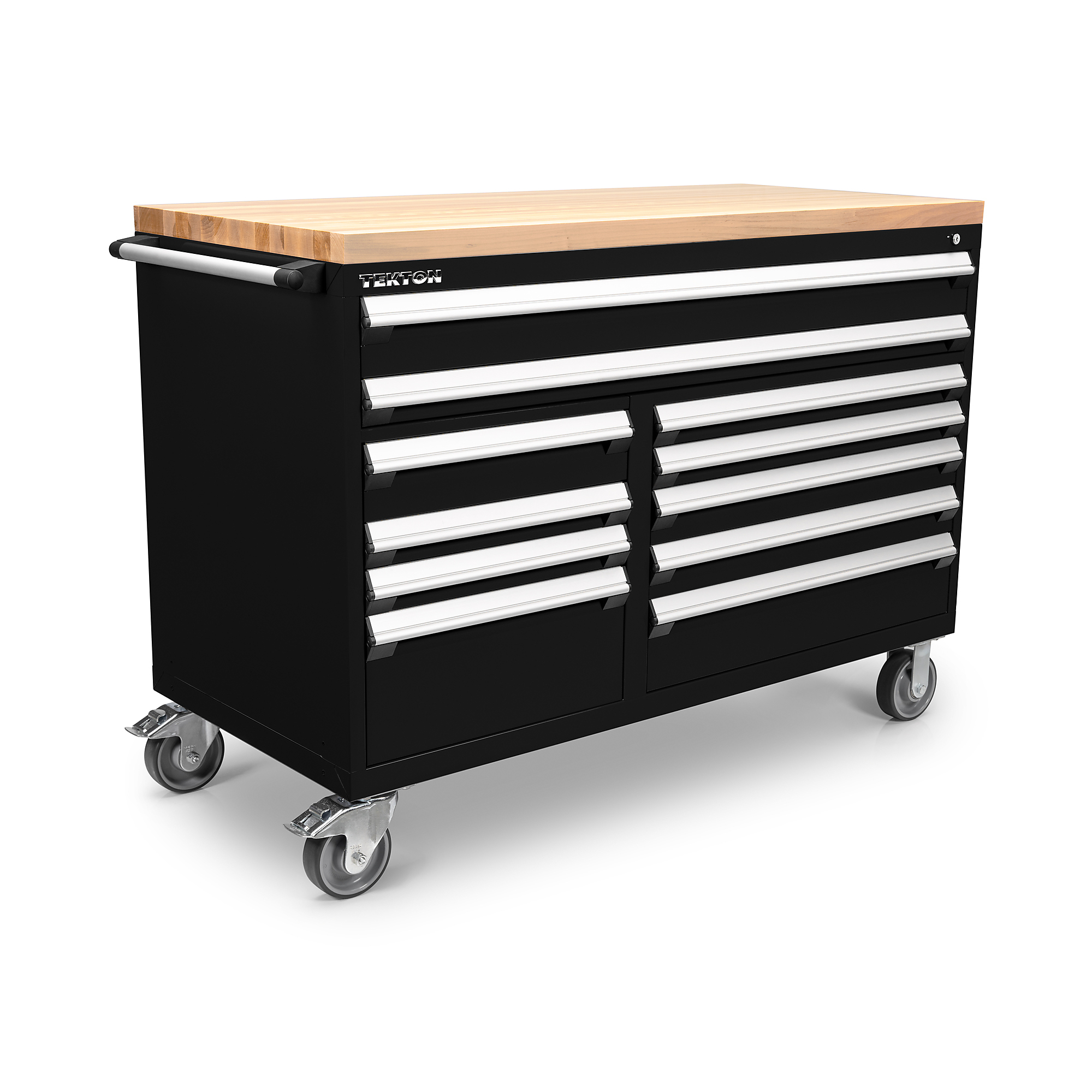 TEKTON 11-Drawer 40/60 Split Bank Tool Cabinet with Hardwood Block Top, Black (60 W x 27 D x 41.5 H in.) | OCL63102LWT